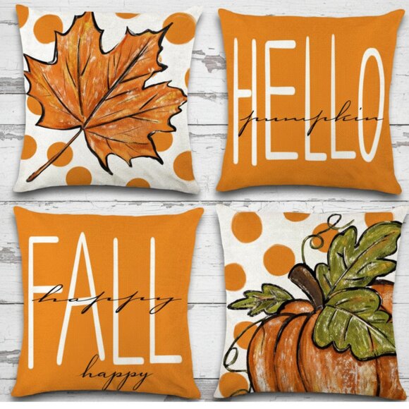 Fall Decorative Pillow Covers Thanksgiving Decor Farmhouse Throw Accent Cases - Picture 2 of 7